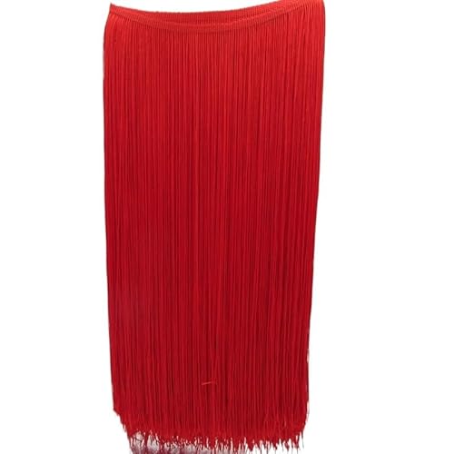 Fringe,Fransenborte 2 Meter/los 100 CM Lange Spitze Quaste Fransenbesatz for DIY Latin Kleid Bühnenkleidung Vorhang Zubehör Band(Red) von KFXYSM