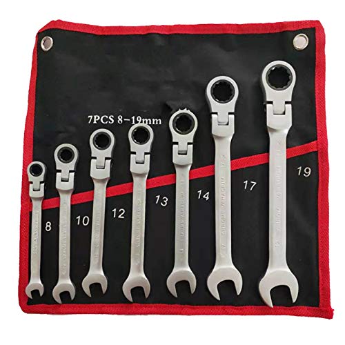 KFXYSM Maulschlüssel Set,Schraubenschlüssel Set 7 Stück/Set Flexible Leiter Ratschen Maulschlüssel Handwerkzeug-Kits, Hand Spanner 8/10/12/13/14/17/19 Mm von KFXYSM