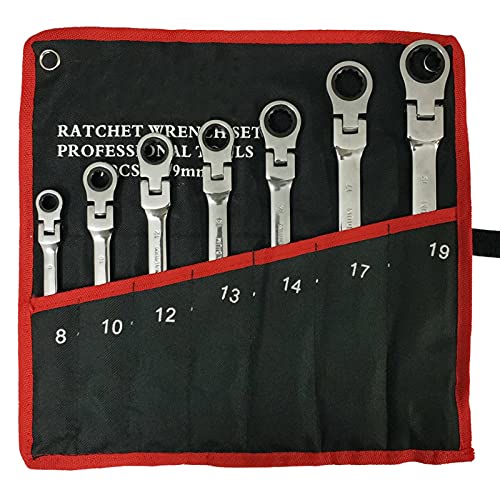 KFXYSM Maulschlüssel Set,Schraubenschlüssel Set Multitool Wrench Ratsche Spanner Hand Werkzeuge Schraubenschlüssel Set Universal Auto Schraubenschlüssel Auto Reparaturwerkzeuge(7pcs Set Mirror Type) von KFXYSM