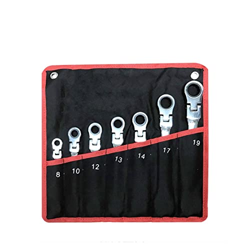 Maulschlüssel Set,Schraubenschlüssel Set Auto-Schlüssel-Set Ratsche Auto Reparieren Hand Tool Kit Schlüssel-Schlüssel Set Universal Socket Spanner Stahl Schraubenschlüssel Werkzeuge(Black 7pcs) von KFXYSM