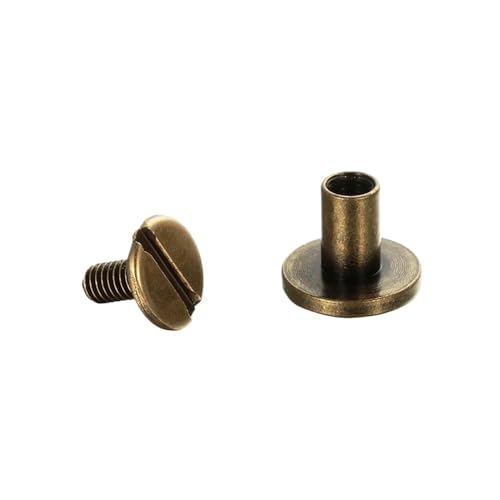 Chicago-Nieten Ledernieten 10Sets Solide Schraube Nagel Nieten Doppel Flachkopf Gürtel Strap Nieten Gepäck Leder Metall Kupfer Handwerk Hardware Liefert(Bronze,5mm) von KFYGBQ