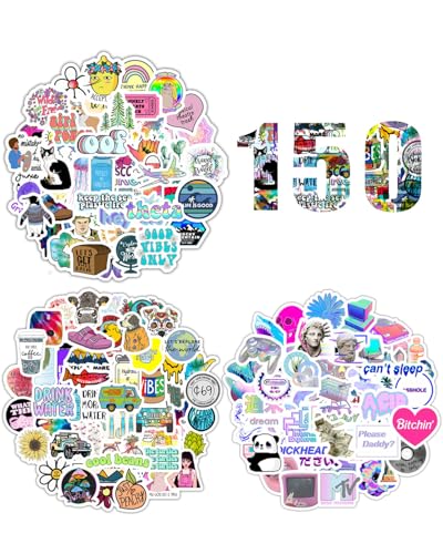 KGDUYC 150 pcs Schöne Bunt Sticker Set,Aesthetic Sticker für Kinder Erwachsene Teenager,Wasserfest Vinyl Stickers für Laptop Handy Skateboard Journal Bücher Scrapbook, Kleiner, frischer Stil von KGDUYC