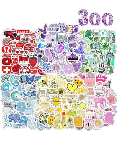 KGDUYC 300 pcs Schöne Bunt Sticker Set,Aesthetic Sticker für Erwachsene Teenager,Wasserfest Vinyl Stickers für Laptop Handy Skateboard Journal MacBook IPad Bücher Scrapbook Gitarre Pc usw von KGDUYC