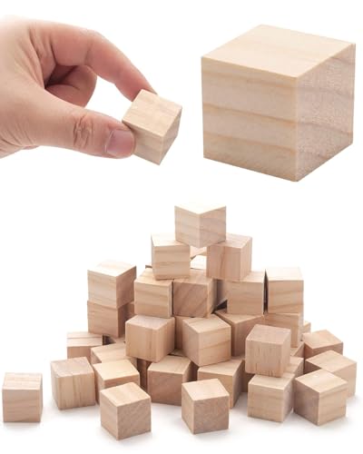 KGDUYC 50 Stück Holz Würfel, Unbehandeltes Holz, 20mm Holzwürfel Blanko Deko, Kleine Holzklötzchen zum Basteln, Holzklötze für DIY, Malen, Handwerk, Dekoration, Puzzles, Zahlen von KGDUYC