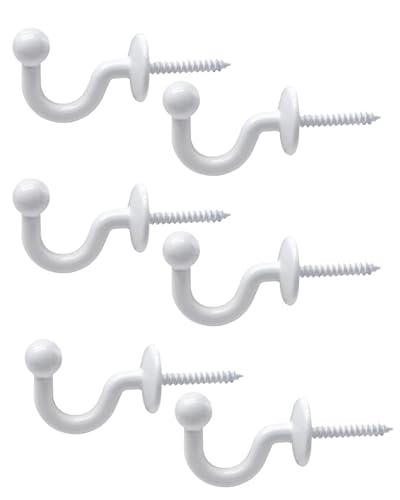 KGDUYC 6 Stück Vorhang Raffhalter Haken Gardinenhalter Wand Metall Weiß U-förmige Ende Vorhang Holdback Wandhaken Ball End Raffhalter Haken für Vorhänge Gardinen Heimdekoration von KGDUYC