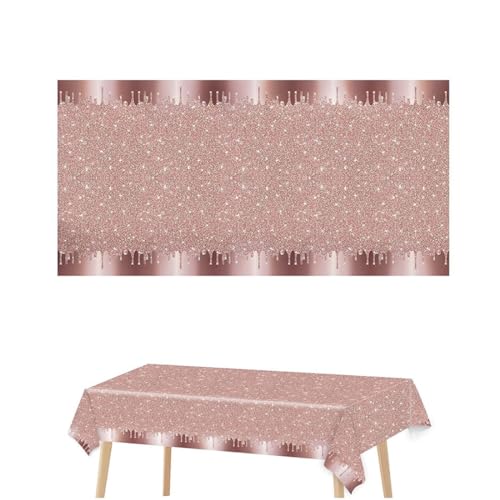 KGDUYC Kids' Party Table Covers,2 Stück wasserfeste Tischdecken in Roségold, geeignet für Geburtstage, Hochzeiten, Babypartys, Brautpartys (137 x 274 cm). von KGDUYC