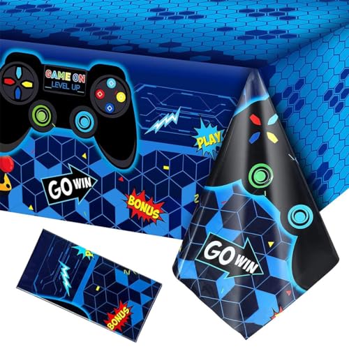 KGDUYC Kids' Party Table Covers,wasserdichte Einweg-Tischdecke mit Game-Controller-Motivmuster, kann als Hintergrundtuch verwendet werden (137 x 274 cm). von KGDUYC