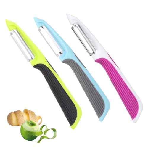 KGDUYC Obstschäler Sparschäler - 3Pcs Universalschäler mit Stainless Blade, Ergonomischer Silikongrif für Gemüse Kartoffel und Karott Gemüseschäler von KGDUYC