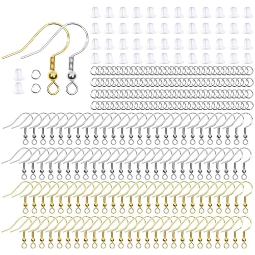 KGDUYC Ohrringverschlüsse,Ohrhaken,925 Kupfer-Ohrhaken, Biegeringe, Silikon-Ohrstöpsel, DIY handgefertigte Ohrnadeln, Ohrringmaterialien (300 Stück) von KGDUYC