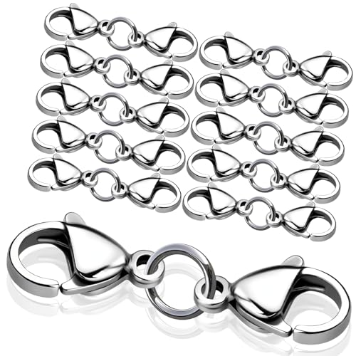 10 Stück Kettenverschluss Edelstahl Doppelöffnung Kettenverlängerung Silber Karabinerverschluss Armband Verschluss Ketten Verlängerung Halsketten Verschlüsse für DIY Schmuck 10 Stück Kettenverschluss Edelstahl Doppelöffnung Kettenverlängerung Silber Karabinerverschluss Armband Verschluss Ketten Verlängerung Halsketten Verschlüsse für DIY Schmuck von KGGZKG