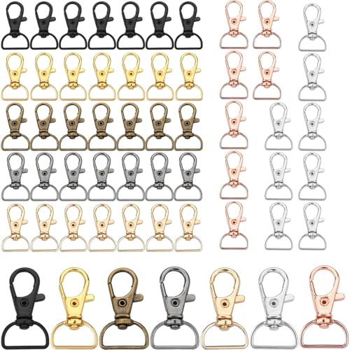 50 Stück Karabiner Schlüsselanhänger Makramee Basteln Schlüsselringe Verschluss Schlüsselkarabiner mit D-Ring Karabinerhaken Klein Schlüsselanhänger Selber Machen Drehverschlüsse Mehrfarbig für DIY von KGGZKG