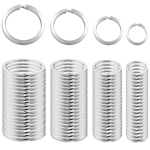 80 Stück Schlüsselringe 4 Größen (15mm 20mm 25mm 30mm) Schlüsselring Edelstahl SchlüSselanhänger Ringe zum Basteln Keyring Keychain Klangfeiler Flacher Schlüsselbund für Schlüssel Diy Kunsthandwerk von KGGZKG