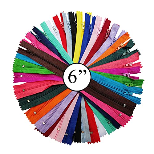 KGS Nylon-Reißverschluss zum Nähen und Basteln | 20 Farben | Größe: 15 CM / 6 Zoll | 100 Reißverschlüsse/Packung | Mehrfarbige Reißverschlüsse für Taschen, Beutel, Röcke, Kleider von KGS