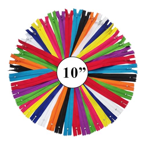 KGS Reißverschluss #3 Nylon | 10 Sortierte Farbe | Ausgabe in Regenbogen farben | 10 Stück/Packung (10 Zoll) von KGS