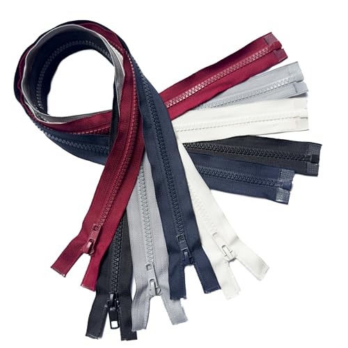 KGS Teilbare Reißverschlüsse | 5mm Reißverschluss Kunststoff für Jacken | 2 Stück pro Packung (Schwarz, Mitternachtsblau, Grau, Creme, Rot, 45 CM) von KGS