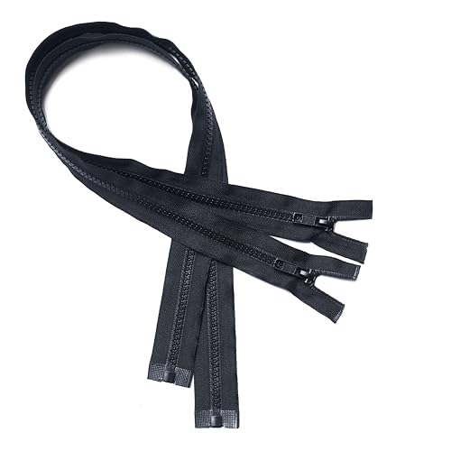 KGS Teilbare Reißverschlüsse | 5mm Reißverschluss Kunststoff für Jacken | 2 Stück pro Packung (Schwarz, 45 CM) von KGS