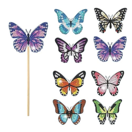 KHDULQ 55 Stücke Schmetterling Diamond Painting Kits,Diamantmalerei-Setsdiamant Ornaments Zubehör Stakes Kunst Kits Diamand Butterfly Kinder,Benutzt für Gartendekoration Garten Dekor von KHDULQ