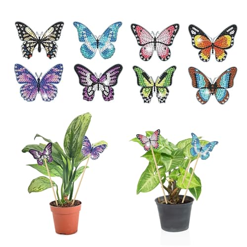 KHDULQ 55 Stücke Schmetterling Diamond Painting Kits,Diamantmalerei-Setsdiamant Ornaments Zubehör Stakes Kunst Kits Diamand Butterfly Kinder,Benutzt für Gartendekoration Garten Dekor von KHDULQ