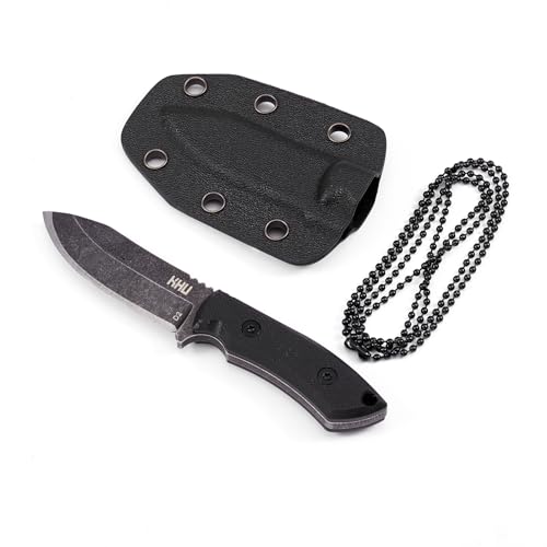 KHU Neck Knife Messer Outdoor Messer Jagdmesser Feststehende Klinge Mini Messer Survival Messer Bushcraft Messer - D2 Stahl, G10-Griff - Outdoor Jagd Camping - Mit Kydex Scheide - 11A von KHU