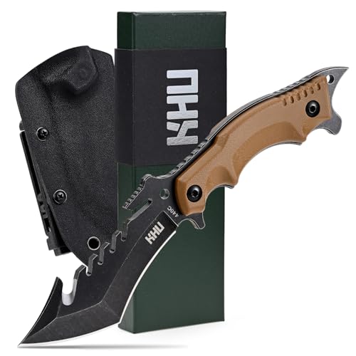 KHU Outdoor Messer Feststehende Klinge Survival Messer Jagdmesser Bushcraft Messer Camping Messer - 440C Stahl, G10-Griff - Outdoor Jagd Camping Wandern - Mit Kydex Scheide - 24A von KHU