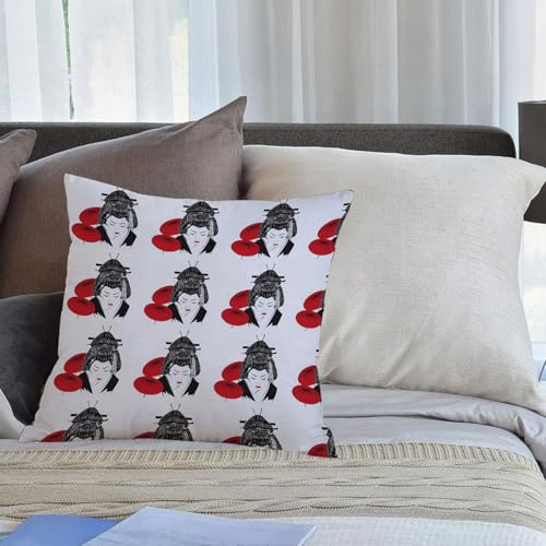 KHWEJ Kissenbezüge 45x45 cm,Muster linearer Abstrakter Gesichter. Schlichtes Geschenkpapier-Design mit kubistischem Gesicht. Zeitgenös,Zierkissenbezug Cushion Cover Couch Wohnzimmer Außenbereich Deko von KHWEJ