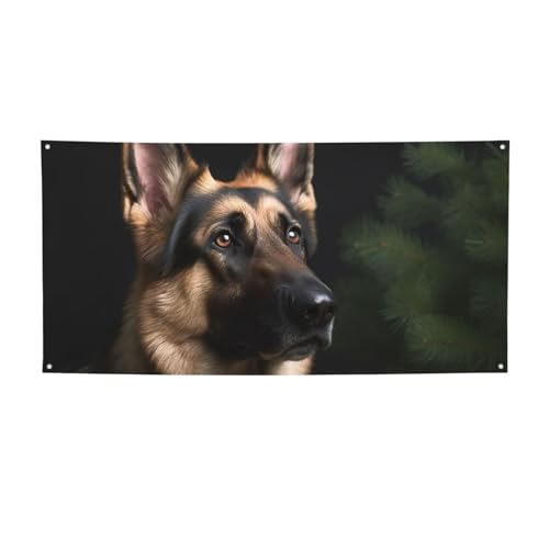 Große Banner, Motiv: Deutscher Schäferhund, blanko, Heimdekoration, personalisierte Banner, 300D-Banner mit vier runden Metalllöchern, große Flaggenschilder für Geburtstag, Business, Party-Dekoration von KHiry