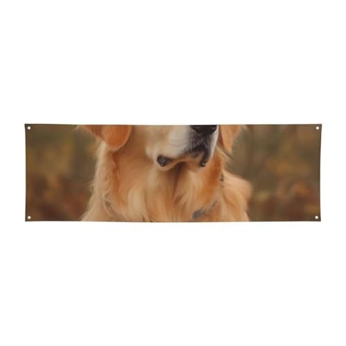 Große Banner, blanko, Golden Retriever, personalisiertes Banner, 300D-Polyester, blanko, Partyschilder mit vier runden Metalllöchern, Banner für Draußen, Party-Dekoration von KHiry