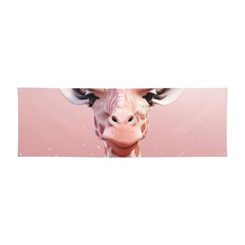 Große Banner, blanko, niedliche Giraffe, personalisiertes Banner, 300D-Polyester, blanko, Partyschilder mit vier runden Metalllöchern, Banner für Lndoor, Outdoor-Party-Dekoration von KHiry