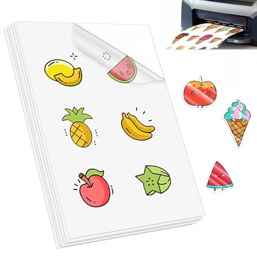 30 Stück Sticker Papier Zum Bedrucken, Stickerpapier Zum Selbst Drucken A4, Wasserfest Druckerpapier A4, Aufkleberfolie Stickerpapier für Laserdrucker Und Tintenstrahldruckerv von KHstylehoo