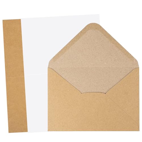 50 StüCk Klappkarten Blanko Mit Umschlag, Kraftpapier Karten A6, B6 BriefumschläGe Braun Mit Nassklebung, Blanko Karten Zum Selbstgestalten, Klappkarten FüR Weihnachts GrußKarten Hochzeits Einladung von KHstylehoo