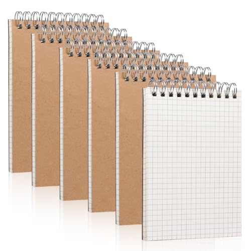 KHstylehoo 6 Stück Notizblock A6, 80 Blatt/160 Seiten Notizbuch A6, Kraft Cover Notizblock Klein, Spirale Notizblock A6 für Büro Und Schule von KHstylehoo