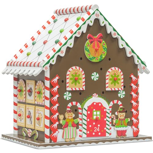 Adventskalender Holz zum befüllen - Lebkuchenhaus mit 24 Türchen - Wiederverwendbarer DIY Weihnachtskalender von KI Store