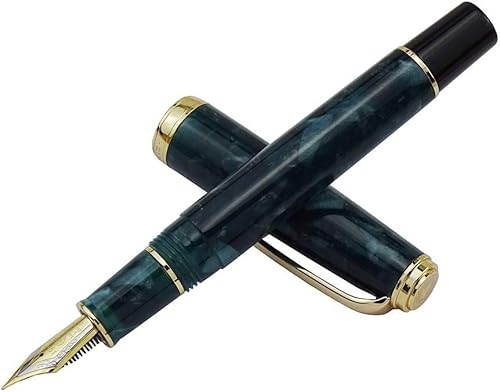 Füller HongDian 960 Retro grüner Kunstharz-Füllfederhalter, klassischer Stift mit feiner Iridium-Spitze, inklusive Metallbox und Tintenkonverter, glatter Schreibstift von KIANSLA