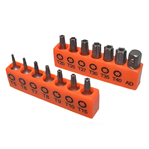 KICHOUSE 1 Satz Torx-Bit-Satz Bausatz Bit-Adapter Schnecke flacher Schraubendreher Glocke innensechskant bit sicherheitsbits elektrischer schraubendreher Sternchen S2-legierter Stahl Orange von KICHOUSE