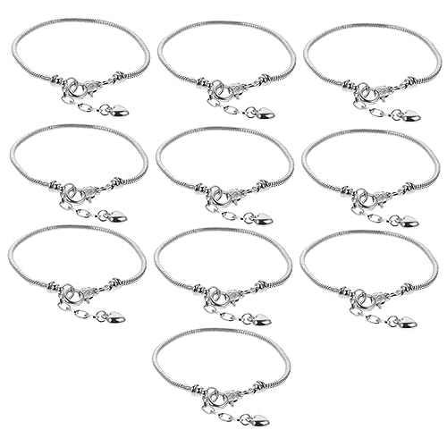 KICHOUSE 10St Armbandkette Mädchen basteln Halskette mit Schlangenkette Mädchenschmuck Damen Halskette decora dekoring Schmuckgeschenke Armbandmaterial selber machen Rostfreier Stahl Silver von KICHOUSE