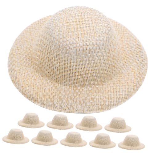 KICHOUSE 10St Mini-Strohhut Weihnachtsminihüte süßer Miniaturhut Puppenbastelhut Mini-Fedora Kleiner Puppenhut kreative Hutverzierung Puppenmütze selber Machen Puppenhüte Hut-Dekor Flanell von KICHOUSE