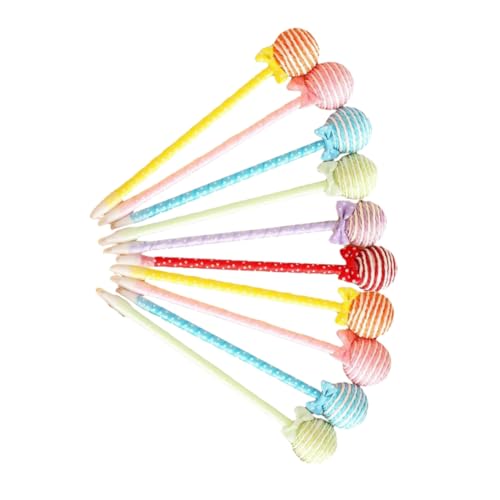 KICHOUSE 10st Lollipop-kugelschreiber Schreibstift Für Schüler Süßer Stift Gelstifte Für Kinder Pom-pom-stift Schwarzer Gelstift Schwarze Stifte Kinderstift Lustige Stifte Farbiges Tuch von KICHOUSE