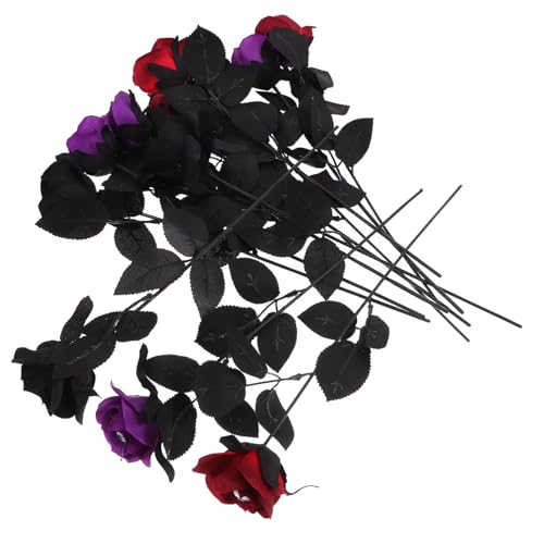 KICHOUSE 12 Stück Künstliche Rosen Mit Augäpfeln Halloween Dekoration Schwarzer Halloween Blumenstrauß Halloween Blumen Dekor Halloween Rosen Blumenstrauß Künstliche Augäpfel von KICHOUSE