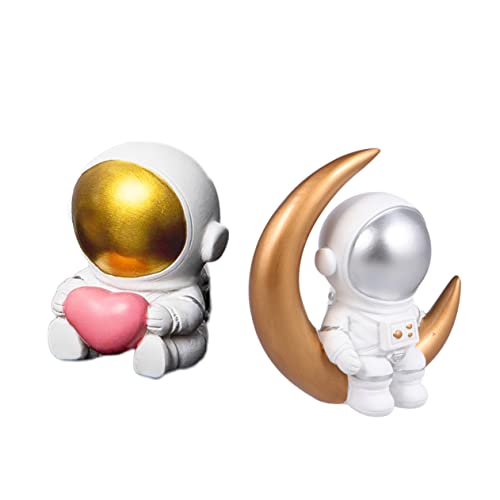 KICHOUSE 2 Stk Ornamente Kuchen Astronautenschmuck Auto Astronaut Schmücken Autospielzeug Für Kinder Astronautenkuchen Schmücken Astronautendekor Für Kuchen Astronautenstatue Harz von KICHOUSE