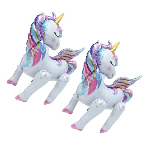 KICHOUSE 2 Stück Einhorn Ballon Set Aufblasbare Folienballons Für Kindergeburtstag Party Deko Und Feierlichkeiten Lustige Einhorn Ornamente Für ädchen Und Einhorn Fans von KICHOUSE