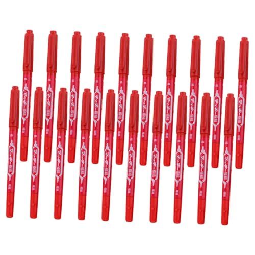 KICHOUSE 20St doppelseitiger Markierungsstift Mehrzweck-Ölmarker trockener Löschstift öliger Malmarker Whiteboard-Marker bürogadges stationery Farbmarker ölige Markierungsstifte Plastik rot von KICHOUSE