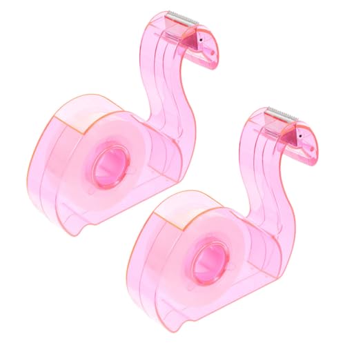 KICHOUSE 2st Flamingo-klebebandhalter Klebebandspender Süß Klebeband-spender-schreibtisch Bürobedarf Tape Dispenser Schreibtisch Niedlich Süßer Klebebandabroller Rosa Plastik von KICHOUSE