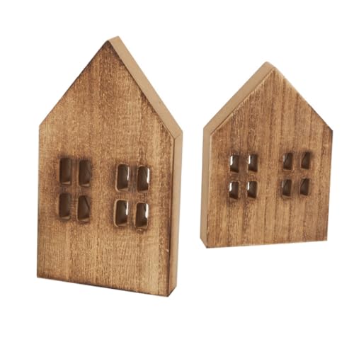 KICHOUSE 2st Holzhandwerk Mini-hausdekoration Tischdekoration Weihnachtsdekoration Dekoratives Künstliche Häuser Weihnachtsszene Dekor Künstliches Desktop- Brown Hölzern von KICHOUSE