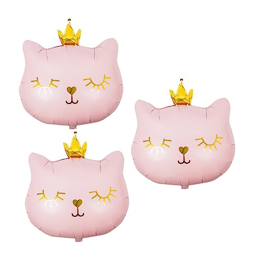 KICHOUSE 3 Stück Kronkatze Ballon Katzenballon-Geburtstagsparty Folienballon Katze Katzen-Partyballon für Katzen Kätzchen Luftballons Ballondekor Aluminiumfolie Rosa KICHOUSE 3 Stück Kronkatze Ballon Katzenballon-Geburtstagsparty Folienballon Katze Katzen-Partyballon für Katzen Kätzchen Luftballons Ballondekor Aluminiumfolie Rosa von KICHOUSE