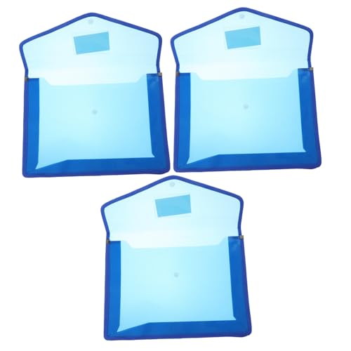 KICHOUSE 3St A4 Aktentasche Dokumentenmappen A4 praktische Aktenordner Mesh-Dokumententasche aufbewahrungssack storage pockets Dokumentenordner mit Druckknopf dicke Aktentaschen Stoff Blue von KICHOUSE