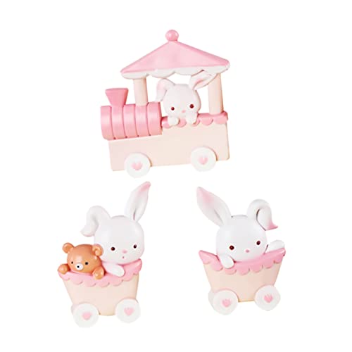 KICHOUSE 3St Kuchendekoration rosa rosa Wohnaccessoires Mini-Hasenfigur Kinderspielzeug Kinder trainieren Spielzeug room decoration raumdeko pinker Kuchenverzierung Partyzubehör Harz von KICHOUSE