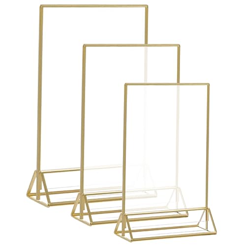 KICHOUSE 3St vertikales Deck Zeichen Platte Ausstellungsstand transparenter Displayhalter Etikett visitenkarten halterung hochzeitsdeko Halter aus Acryl transparenter Showhalter Metall von KICHOUSE