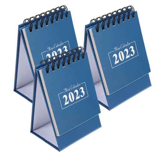 KICHOUSE 3st Kalender Bürodekorationen Tischdekoration Mini-notizblock Zubehör Für Büroplaner Schreibtischaufsatz Blue Papier von KICHOUSE