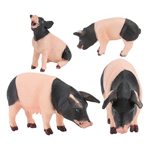 KICHOUSE 4 Stück -Modell Miniatur Schweinefiguren Mini-Bauernhof-Dekor Cupcake Topper mockin ziernieten Spielzeug Simulation Schweinemodell Fotografie-Requisiten PVC von KICHOUSE