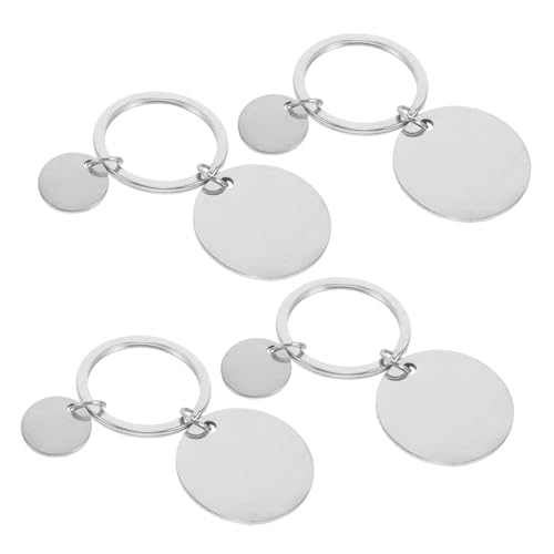 KICHOUSE 4 Stück Schlüsselanhänger Namensschilder Aus Metall Tag-material Leere Anhänger Selber Machen Diy-zubehör Diy Basteletikett Leeres Etikett Diy-tags Mit Ring Silver Rostfreier Stahl von KICHOUSE